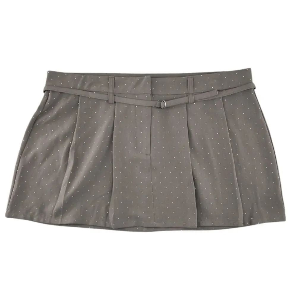 Women’s Embellished Pleated Mini Skirt Black Size L
